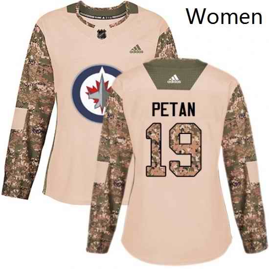 Womens Adidas Winnipeg Jets 19 Nic Petan Authentic Camo Veterans Day Practice NHL Jersey